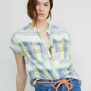 Anthropologie Pilcro The Hannah Surf Blouse Multicolored Plaid 100% Cotton Shirt